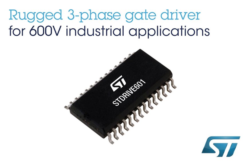 600V Three-Phase Gate Driver with Smart Shutdown from STMicroelectronics Enhances Performance and Safety in Industrial Applications